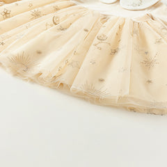 Dave&Bella Toddler Girls Apricot-yellow Delicate Mesh Princess Dress(wallet bag)