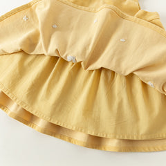 Dave&Bella Toddler Girls Autumn Casual Cotton Yellow Suspender Dress