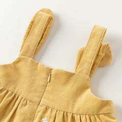 Dave&Bella Toddler Girls Autumn Casual Cotton Yellow Suspender Dress