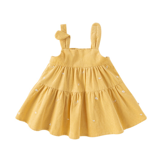 Dave&Bella Toddler Girls Autumn Casual Cotton Yellow Suspender Dress