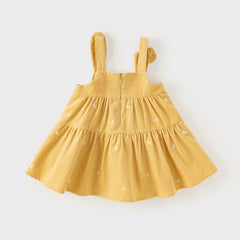 Dave&Bella Toddler Girls Autumn Casual Cotton Yellow Suspender Dress