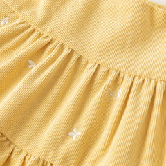 Dave&Bella Toddler Girls Autumn Casual Cotton Yellow Suspender Dress