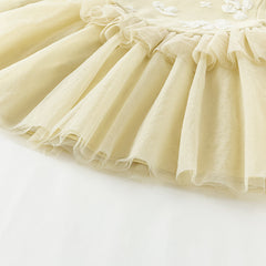 Dave&Bella Toddler Girls Autumn Classic Yellow Mesh A-line Dress