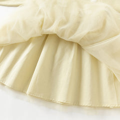 Dave&Bella Toddler Girls Autumn Classic Yellow Mesh A-line Dress