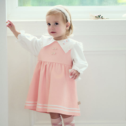 Dave&Bella Toddler Girls Autumn Sweet Pink A-line Comfortable Party Dress