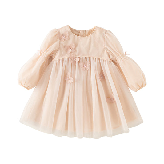 Dave&Bella Toddler Girls Autumn Charming Light Pink Mesh Princess Dress