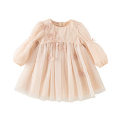 Dave&Bella Toddler Girls Autumn Charming Light Pink Mesh Princess Dress