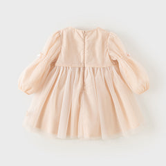 Dave&Bella Toddler Girls Autumn Charming Light Pink Mesh Princess Dress