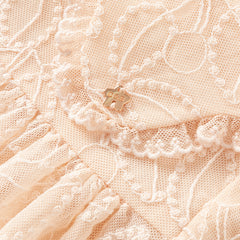 Dave&Bella Toddler Girls Autumn Adorable Light Pink Doll Collar Mesh Princess Dress