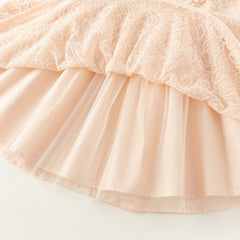 Dave&Bella Toddler Girls Autumn Adorable Light Pink Doll Collar Mesh Princess Dress