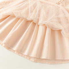 Dave&Bella Toddler Girls Autumn Adorable Light Pink Doll Collar Mesh Princess Dress