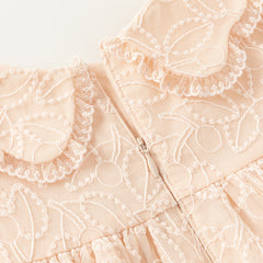 Dave&Bella Toddler Girls Autumn Adorable Light Pink Doll Collar Mesh Princess Dress