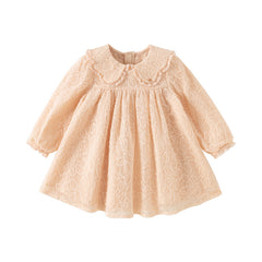Dave&Bella Toddler Girls Autumn Adorable Light Pink Doll Collar Mesh Princess Dress