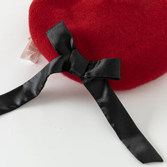 Dave&Bella Autumn Cherry Red Elegance Girls Beret Hat