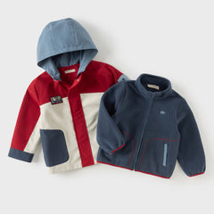 Dave&Bella Toddler Boys/Girls Red/Rose Hooded Detachable Fleece Liner Jackets