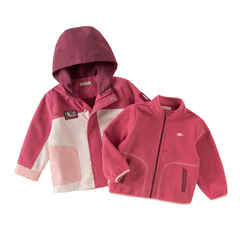 Dave&Bella Toddler Boys/Girls Red/Rose Hooded Detachable Fleece Liner Jackets