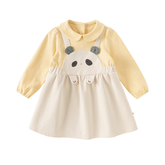 Dave&Bella Toddler Girls Autumn Milk White/Pearl Pink Adorable Party Dress