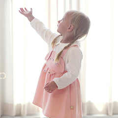 Dave&Bella Toddler Girls Autumn Milk White/Pearl Pink Adorable Party Dress