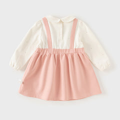 Dave&Bella Toddler Girls Autumn Milk White/Pearl Pink Adorable Party Dress