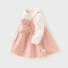 Dave&Bella Toddler Girls Autumn Milk White/Pearl Pink Adorable Party Dress