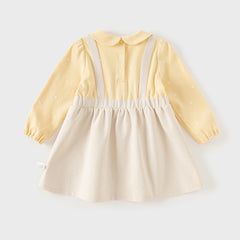 Dave&Bella Toddler Girls Autumn Milk White/Pearl Pink Adorable Party Dress