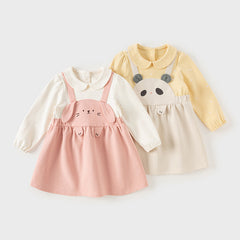 Dave&Bella Toddler Girls Autumn Milk White/Pearl Pink Adorable Party Dress