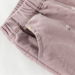 Dave&Bella Toddler Girls Autumn Purple Print Breathable Loose Drawstring Pants