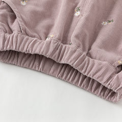 Dave&Bella Toddler Girls Autumn Purple Print Breathable Loose Drawstring Pants