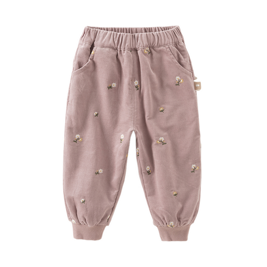 Dave&Bella Toddler Girls Autumn Purple Print Breathable Loose Drawstring Pants