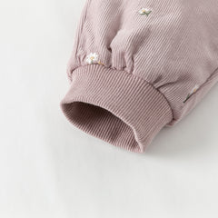 Dave&Bella Toddler Girls Autumn Purple Print Breathable Loose Drawstring Pants