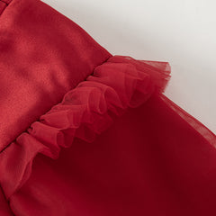 Dave&Bella Toddler Girls Autumn Festival Red Fluffy Mesh Princess Dress