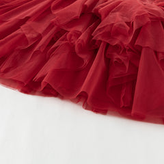 Dave&Bella Toddler Girls Autumn Festival Red Fluffy Mesh Princess Dress