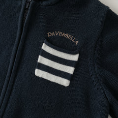 Dave&Bella Toddler Boys Autumn Blue Cotton Breathable Hooded Outwear Sweater Coats