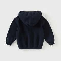 Dave&Bella Toddler Boys Autumn Blue Cotton Breathable Hooded Outwear Sweater Coats