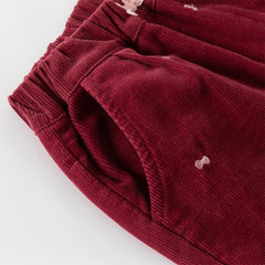 Dave&Bella Toddler Girls Winter Dark Red Pure Cotton Casual Pants