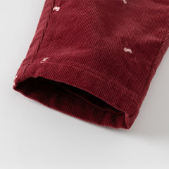 Dave&Bella Toddler Girls Winter Dark Red Pure Cotton Casual Pants