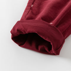 Dave&Bella Toddler Girls Winter Dark Red Pure Cotton Casual Pants