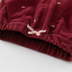 Dave&Bella Toddler Girls Winter Dark Red Pure Cotton Casual Pants