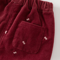 Dave&Bella Toddler Girls Winter Dark Red Pure Cotton Casual Pants