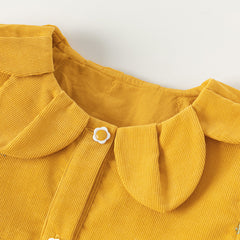Dave&Bella Toddler Girls Dress Autumn Yellow Cotton Corduroy Princess Dress