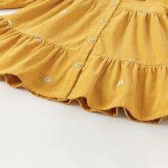 Dave&Bella Toddler Girls Dress Autumn Yellow Cotton Corduroy Princess Dress