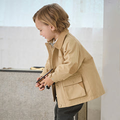 Dave&Bella Toddler Boys Khaki Warm Long Sleeve Jacket