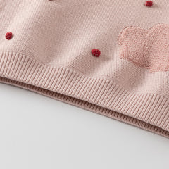 Dave&Bella Toddler Girls Grey Pink Knit hooded Cape-style Sweater Tops