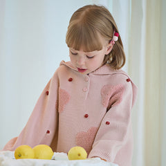 Dave&Bella Toddler Girls Grey Pink Knit hooded Cape-style Sweater Tops