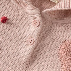 Dave&Bella Toddler Girls Grey Pink Knit hooded Cape-style Sweater Tops