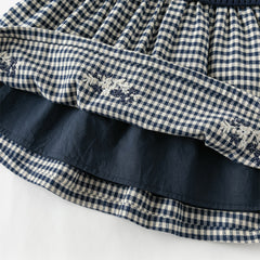 Dave&Bella Toddler Girls Autumn Navy Blue Plaid Cute A-line Princess Dress