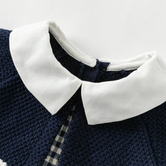 Dave&Bella Toddler Girls Autumn Navy Blue Plaid Cute A-line Princess Dress