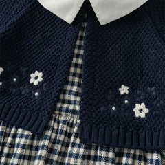 Dave&Bella Toddler Girls Autumn Navy Blue Plaid Cute A-line Princess Dress