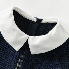 Dave&Bella Toddler Girls Autumn Navy Blue Plaid Cute A-line Princess Dress