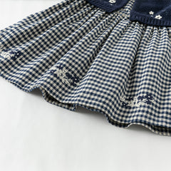 Dave&Bella Toddler Girls Autumn Navy Blue Plaid Cute A-line Princess Dress